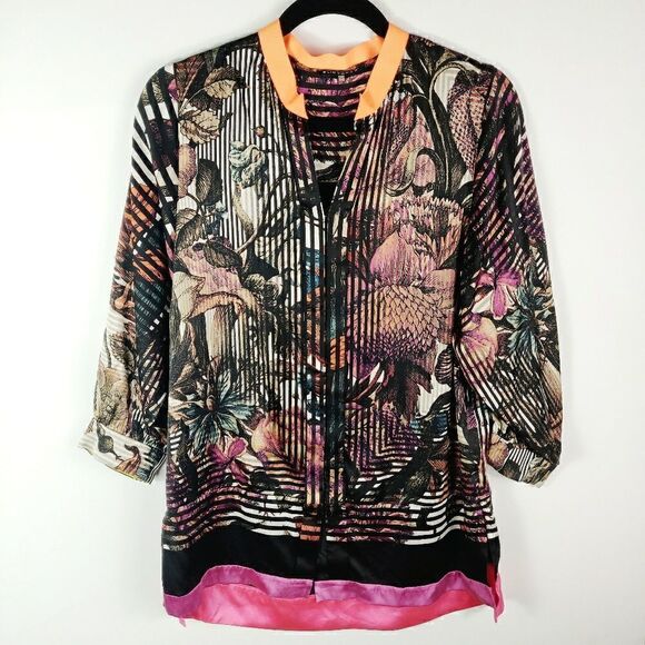 Elie Tahari Tops - Elie Tahari Floral Stripe Button Down Shirt Small
